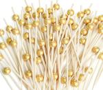 200PCS Cocktail Picks, Fancy Toothpicks for Appetizers, Decorative Bamboo Skewers for Appetizers Drinks Fruit, 4.7 Inch Long Wooden Gold Pearl Food Sticks Charcuterie Boards Accessories Party Supplies