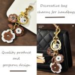 Yzikema Leather Flower Pendant Decorative Keyring Cute Leather Flower Keychains Boho Accessories Key Ring for Women Wallet Bag Purse Pendant Charms