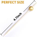 200PCS Cocktail Picks, Fancy Toothpicks for Appetizers, Decorative Bamboo Skewers for Appetizers Drinks Fruit, 4.7 Inch Long Wooden Gold Pearl Food Sticks Charcuterie Boards Accessories Party Supplies