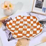 Koythin Jewelry Tray, Ceramic Jewelry Dish Trinket Tray Organizer, Checkered Pattern Aesthetic Decorative for Kitchen, Bathroom, Birthday Gift (Brown Plaid)