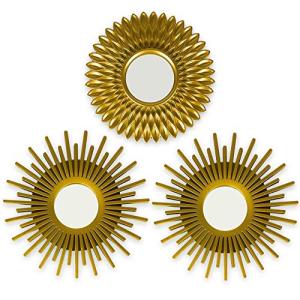 BONNYCO Gold Mirrors for Wall Pack of 3 Round Wall Mirrors Bedroom Room and Home Decor | Espejos Decorativos de Pared Sala Dormitorio | Modern Minimalist Decor Vintage and Chic Gifts for Women Mums