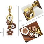 Yzikema Leather Flower Pendant Decorative Keyring Cute Leather Flower Keychains Boho Accessories Key Ring for Women Wallet Bag Purse Pendant Charms