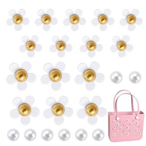 EnriQ Flower Charms for Bogg Bag,Cute Flower Accessories Charms Compatible with Bogg Bag Original All Models Insert Decorative Letter for Handbag Beach Tote Bag