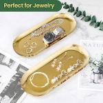 2PACK Gold Decorative Tray, Bathroom Vanity Tray for Dresser Counter, Stainless Steel Jewelry Dish Tray for Decor, Perfume Ring Key Candle Organizer Tray, Oval