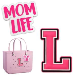 2PCS Letter Charms for Bogg Bag Insert - Decorative Accessories Compatible With Original All Models, Set for Handbag Beach Tote (Pink L)
