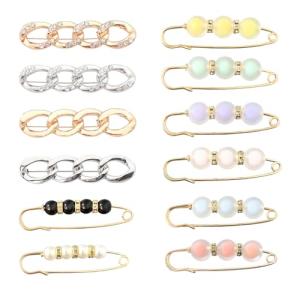 12 Pieces Pearl Brooch Pins, Decorative Pins for Clothing Pants Dresses Jeans Shawl Cardigan Shirt,Women Brooch Pins Sweater Shawl Clips,Safety Pin Sweater Shawl Pins for Women Girls