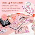 Kaciola 12PCS Inserts Cardstock Paper for Kindle, and 50PCS Scrapbook Stickers for Clear Case, 6.9"x4.8" Funny Theme E-Reader Back Cover Insert Decorating Accessories for Paper White 11th-12th