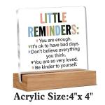 Inspirational Motivational Gifts Employee Appreciation Gifts Little Reminders You are Enough Clear Desk Decorative Sign Acrylic Sign With Wooden Stand for Office Desk Table Shelf