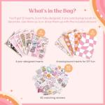 Kaciola 12PCS Inserts Cardstock Paper for Kindle, and 50PCS Scrapbook Stickers for Clear Case, 6.9"x4.8" Funny Theme E-Reader Back Cover Insert Decorating Accessories for Paper White 11th-12th