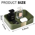 SANZIE Luxury Leather Tray Desktop Storage Catchall Organizer Decorative Tray for Entryway Table to Hold Jewelry Watch Keys Phone Wallet (Metal Glided, Green)