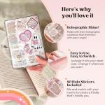 Kaciola 12PCS Inserts Cardstock Paper for Kindle, and 50PCS Scrapbook Stickers for Clear Case, 6.9"x4.8" Funny Theme E-Reader Back Cover Insert Decorating Accessories for Paper White 11th-12th