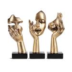 oliruim 3 Pcs Thinker Small Statue Set - Black Gold Abstract Art Figurines Home Living Room Aesthetic Decor Floating Shelf Coffee Table Office Desk Bathroom Counter Decor (3 Pcs Gold, 6")