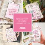 Kaciola 12PCS Inserts Cardstock Paper for Kindle, and 50PCS Scrapbook Stickers for Clear Case, 6.9"x4.8" Funny Theme E-Reader Back Cover Insert Decorating Accessories for Paper White 11th-12th