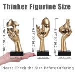 oliruim 3 Pcs Thinker Small Statue Set - Black Gold Abstract Art Figurines Home Living Room Aesthetic Decor Floating Shelf Coffee Table Office Desk Bathroom Counter Decor (3 Pcs Gold, 6")