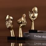 oliruim 3 Pcs Thinker Small Statue Set - Black Gold Abstract Art Figurines Home Living Room Aesthetic Decor Floating Shelf Coffee Table Office Desk Bathroom Counter Decor (3 Pcs Gold, 6")