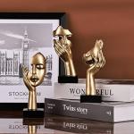 oliruim 3 Pcs Thinker Small Statue Set - Black Gold Abstract Art Figurines Home Living Room Aesthetic Decor Floating Shelf Coffee Table Office Desk Bathroom Counter Decor (3 Pcs Gold, 6")