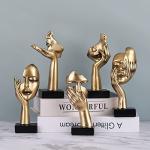 oliruim 3 Pcs Thinker Small Statue Set - Black Gold Abstract Art Figurines Home Living Room Aesthetic Decor Floating Shelf Coffee Table Office Desk Bathroom Counter Decor (3 Pcs Gold, 6")