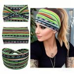European American Women'S Bohemian Style Elastic Headscarf Fashionable Breathable Cotton Wide Brimmed Hair Accessories