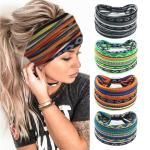 European American Women'S Bohemian Style Elastic Headscarf Fashionable Breathable Cotton Wide Brimmed Hair Accessories