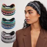 European American Women'S Bohemian Style Elastic Headscarf Fashionable Breathable Cotton Wide Brimmed Hair Accessories