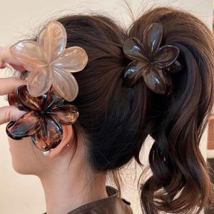 Women's Egg Flower Hair Claws Clips Crab Shaped Lightweight Plastic Hair Clips Large Hairpins Ponytail Fashion Hair Accessories