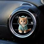 1PC Hoodie Kitten Finished Ventilating Clip Car Decoration Aromatreatment Acrylic Accessories