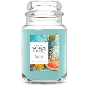 Yankee Candle Large Jar Scented Candle with up to 150 Hour Burn Time, Premium Plant Wax Blend for Consistent Burn, 22 oz Jar Candle with Room Filling Fragrance, Bahama Breeze
