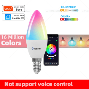 Tuya Candle Lamps APP Control Smart Bulb Bluetooth RGB 220V 110V LED Light Dimmable Smart Life Room Home Group Crystal Lamps