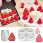 3D Strawberry Aromatherapy Candle Silicone Mold DIY Handmade Romantic Scented for Valentine's Day Party Home Decor Birthday Gift