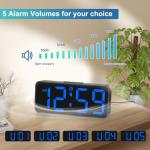 Peakeep Small Digital Alarm Clock Plug in for Bedrooms Bedside, Tiny Electric Clock Large Big Numbers Display with Battery Backup for Desk Table, 6 Dimmers, 5 Adjustable Alarm Volumes (Blue)