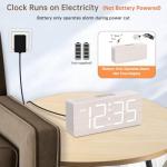 DreamSky Wooden Digital Alarm Clock for Bedroom - Desk Clock for Living Room with Large Numbers, Dimmer, Loud Alarm for Heavy Sleepers with Volume Control, DST, Office Wood Decor (Adapter Powered)