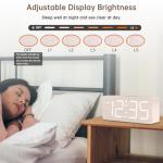 DreamSky Wooden Digital Alarm Clock for Bedroom - Desk Clock for Living Room with Large Numbers, Dimmer, Loud Alarm for Heavy Sleepers with Volume Control, DST, Office Wood Decor (Adapter Powered)