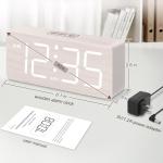 DreamSky Wooden Digital Alarm Clock for Bedroom - Desk Clock for Living Room with Large Numbers, Dimmer, Loud Alarm for Heavy Sleepers with Volume Control, DST, Office Wood Decor (Adapter Powered)