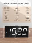 Alarm Clock for Bedroom, 2 Alarms Loud LED Big Display Plug in Simple Basic Digital Clock with USB Charging Port, Adjustable Volume, Dimmable, Snooze for Deep Sleepers Kids Elderly Home Office