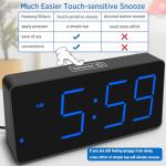 Peakeep Digital Alarm Clock for Bedroom Bedside, Loud Alarm Clock for Heavy Sleepers, Large Big LED Numbers for Seniors, Battery Backup Plug in Electric Clock with USB Charger (Blue)