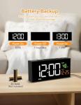Netzu Alarm Clocks for Bedrooms, Digital Clock with Date Temperature and Weekday, Manual DST, Snooze, 2 Alarms, 4 Volumes for Living Room Home Bedside Desk (Black)