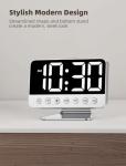Odokee Digital Alarm Clocks for Bedrooms: Large Bold Number 5 Brightness Dimmer - Easy to Read Across The Room - 5 Alarm Sound 8 Night Light - Silver