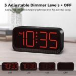 Acedeck Battery Operated Digital Clock: Cordless Small Alarm Clock for Bedroom Travel - Large Numbers 4 Dimmers for All Ages Red Digits