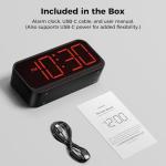 Acedeck Battery Operated Digital Clock: Cordless Small Alarm Clock for Bedroom Travel - Large Numbers 4 Dimmers for All Ages Red Digits