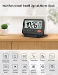 MeesMeek Digital Travel Alarm Clock, Black, 3.54 inch LCD Display, 9-Minute Snooze, 2 Volume Levels, Backlight, Battery Included
