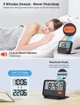 MeesMeek Digital Travel Alarm Clock, Black, 3.54 inch LCD Display, 9-Minute Snooze, 2 Volume Levels, Backlight, Battery Included