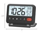 MeesMeek Digital Travel Alarm Clock, Black, 3.54 inch LCD Display, 9-Minute Snooze, 2 Volume Levels, Backlight, Battery Included