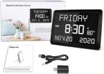 Raynic Digital Clock, 11.5" Large Display Calendar Clock with Day and Date, Indoor Temperature, Adjustable Brightness, Snooze,12/24H, DST for Home, Office, Elderly