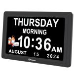Soobest Digital Dementia Alarm Clock for Seniors Elderly, Electric Large Display Date Day of Week Time Calendar Clock 20 Reminders 3 Ringtones for Memory Loss Alzheimers, Auto DST/Dimmer, 1024*600P HD