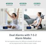 Odokee Digital Dual Alarm Clock for Bedroom, Easy to Set, 0-100% Dimmer, USB Charger, 5 Sounds Adjustable Volume, Weekday/Weekend Mode, Snooze, 12/24Hr, Battery Backup, Compact for Bedside(Blue)