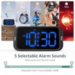 Odokee Digital Dual Alarm Clock for Bedroom, Easy to Set, 0-100% Dimmer, USB Charger, 5 Sounds Adjustable Volume, Weekday/Weekend Mode, Snooze, 12/24Hr, Battery Backup, Compact for Bedside(Blue)