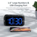 Odokee Digital Dual Alarm Clock for Bedroom, Easy to Set, 0-100% Dimmer, USB Charger, 5 Sounds Adjustable Volume, Weekday/Weekend Mode, Snooze, 12/24Hr, Battery Backup, Compact for Bedside(Blue)