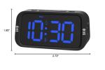 Odokee Digital Dual Alarm Clock for Bedroom, Easy to Set, 0-100% Dimmer, USB Charger, 5 Sounds Adjustable Volume, Weekday/Weekend Mode, Snooze, 12/24Hr, Battery Backup, Compact for Bedside(Blue)