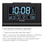 DreamSky Alarm Clocks for Bedrooms with Battery Backup, Auto Set Digital Clock with Date and Day of Week, Temperature, USB Port, Auto DST, Dimmer, 12/24H