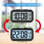 Peakeep Night Light Digital Alarm Clock Battery Operated with Indoor Temperature, Desk Small Clock (Black)